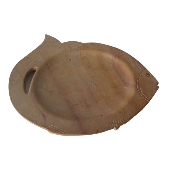 Vintage Hand Carved Stone Fish Platter/ Gefilte Fish Platter - Picture 4 of 7